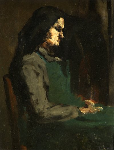 Donna con un grembiule verde da Auguste Theodule Ribot