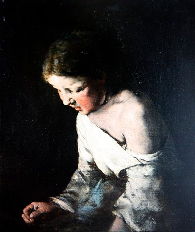 Giovane ragazza che cuce, c.1865 da Auguste Theodule Ribot