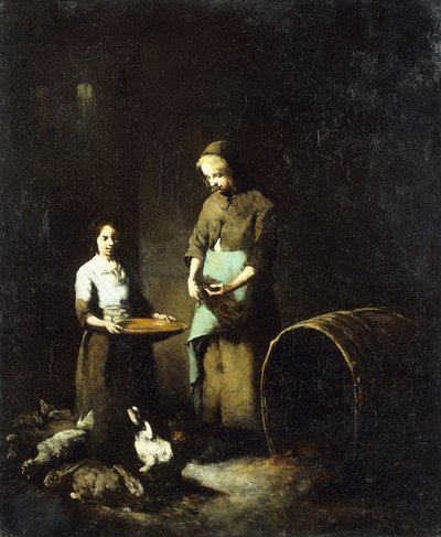 Giovani Contadine che Nutrono Animali da Cortile da Auguste Theodule Ribot