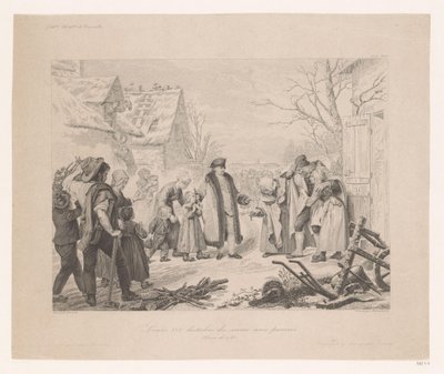Luigi XVI in visita in un quartiere povero da Auguste Thomas Marie Blanchard