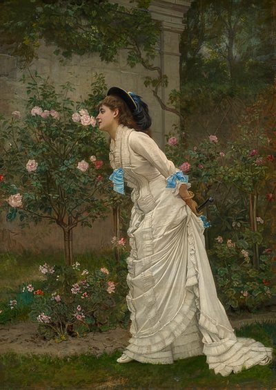Dama che annusa le rose da Auguste Toulmouche