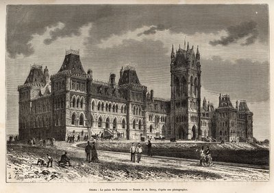 Il Palazzo del Parlamento a Ottawa, incisione per illustrare l