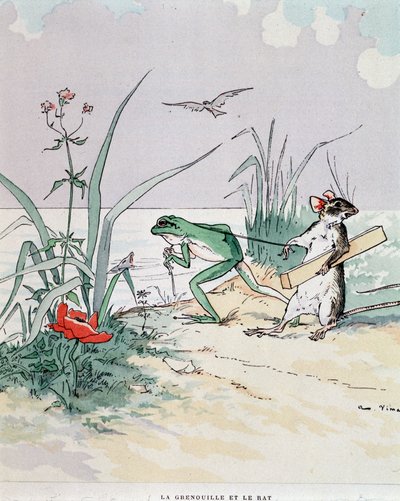 La rana e il topo - in "Favole di La Fontaine", ill. di Auguste Vimar, Tours, A. Mame & Fils da Auguste Vimar