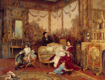 Victorien Sardou (1831-1908), drammaturgo, e i suoi figli. Vista dall