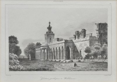 Vista della Galleria Gotica nel Palazzo Wilanów, 1840 da Augustin François Lemaiand#770tre