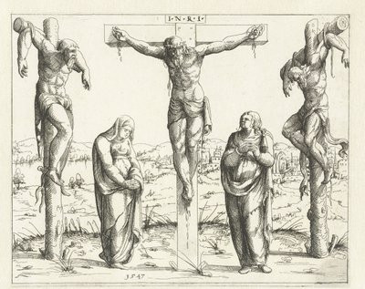 Cristo sulla croce con Maria e Giovanni da Augustin Hirschvogel