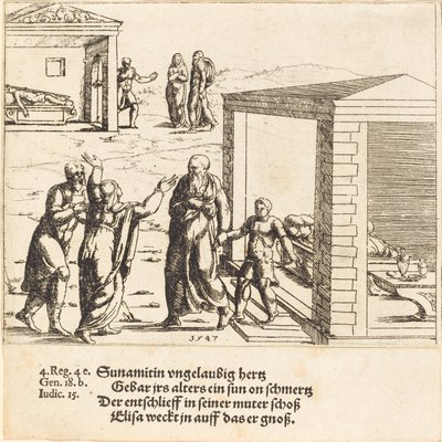 Eliseo Risuscita il Figlio della Sunamita da Augustin Hirschvogel