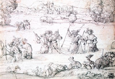 Pesca sotto la pioggia, c1513-1553 da Augustin Hirschvogel