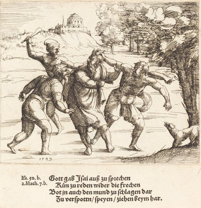 Isaia accetta la derisione per la sua fede, 1549 da Augustin Hirschvogel