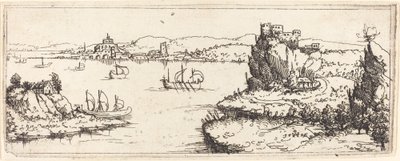 Paesaggio con barche a vela da Augustin Hirschvogel
