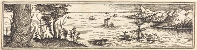 Paesaggio con un lago e barche a vela da Augustin Hirschvogel