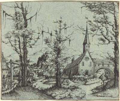 Paesaggio con una chiesa di villaggio da Augustin Hirschvogel