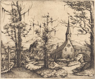 Paesaggio con una chiesa di villaggio, 1545 da Augustin Hirschvogel