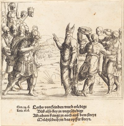 Melchisedec con Pane e Vino da Augustin Hirschvogel