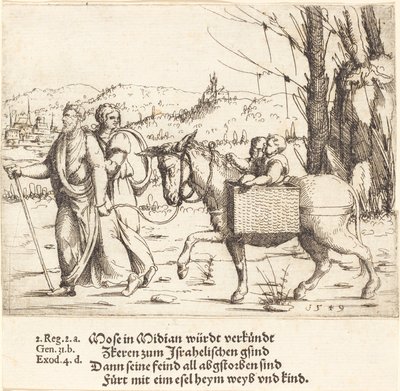 Mosè ritorna in Egitto da Madian da Augustin Hirschvogel