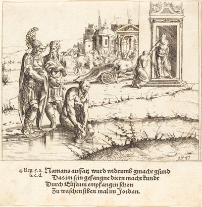 Naaman è guarito dalla lebbra, 1547 da Augustin Hirschvogel