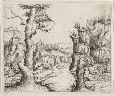 Paesaggio Fluviale con Alte Scogliere da Augustin Hirschvogel