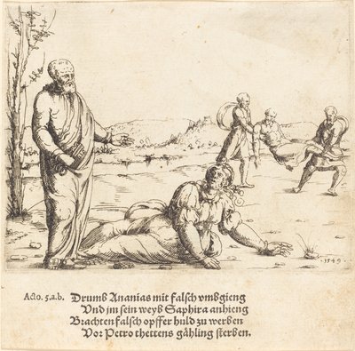 La punizione di Anania e Saffira da Augustin Hirschvogel