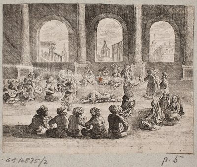 Interno di un palazzo orientale con una compagnia intrattenuta da ballerini da Augustin John