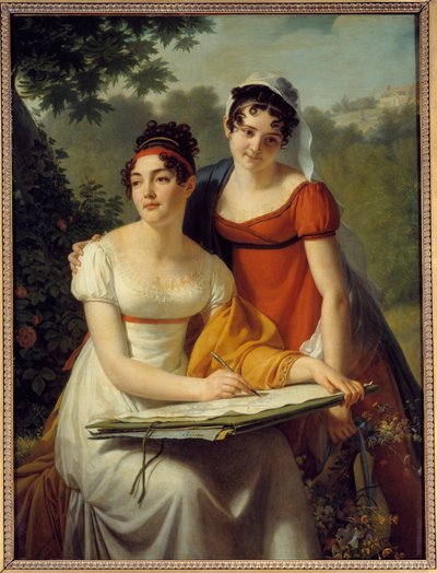 Ritratto delle signore Duval. Dipinto di Jacques Augustin Catherine Pajou da Augustin Pajou