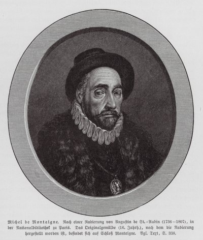 Michel de Montaigne, filosofo francese (incisione) da Augustin de (after) Saint-Aubin