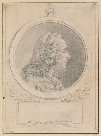 Ritratto di Voltaire, dal busto di Jean-Baptiste Lemoyne II da Augustin de Saint-Aubin