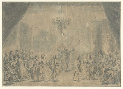 Una ricezione, rappresentata su un palco da Augustin de Saint Aubin (manner of)