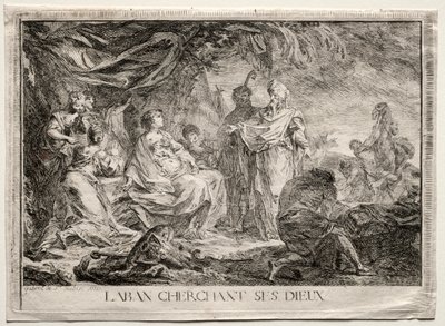 Laban cercando i suoi dei da Augustin de Saint Aubin