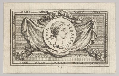 Medaglia con ritratto di Livio nel 5° libro, da Tiberio o i primi sei..., pubblicato nel 1768 da Augustin de Saint Aubin