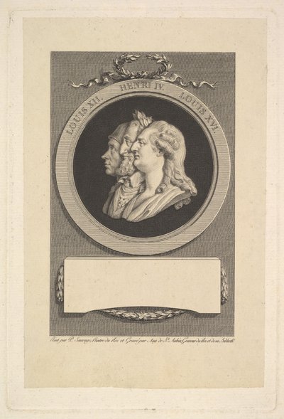 Ritratto di Luigi XVI, Enrico IV e Luigi XII, 1791 da Augustin de Saint Aubin