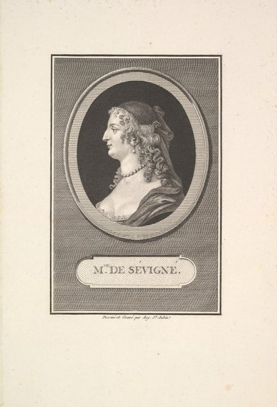 Ritratto di Marie de Rabutin, Marchesa di Sévigné da Augustin de Saint Aubin