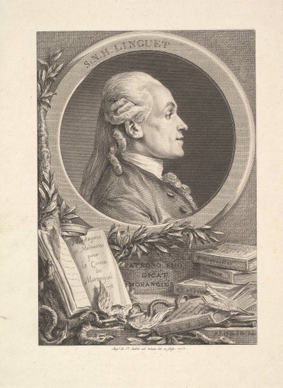 Ritratto di Simon-Nicolas-Henri Linguet da Augustin de Saint Aubin