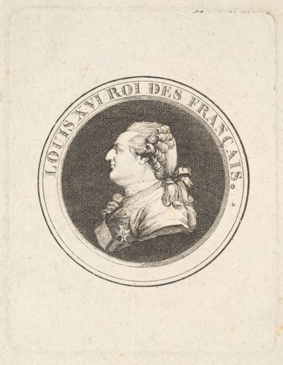 Stampa di una medaglia ritratto di Luigi XVI, probabilmente 1789-90 da Augustin de Saint Aubin