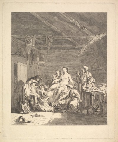 Vignetta del primo volume, pagina 165: Uso dei russi dopo il matrimonio e prima delle nozze..., 1767 da Augustin de Saint Aubin