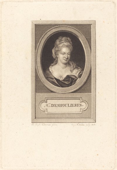 Antoinette du Ligier de La Garde Deshoulieres da Augustin de Saint Aubin after Elisabeth Sophie Cheron