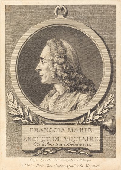 François Marie Arouet de Voltaire da Augustin de Saint Aubin after Jean Baptiste Lemoyne II