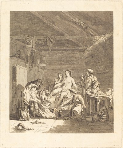 Il risveglio della sposa russa (Usanza dei russi dopo la cerimonia di matrimonio e prima del banchetto nuziale) da Augustin de Saint Aubin after Jean Baptiste Le Prince