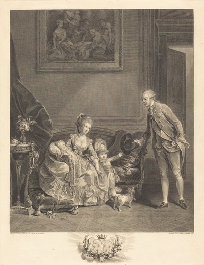 Il duca di Chartres, sua moglie e i suoi figli da Augustin de Saint Aubin and Isidore Stanislas Helman
