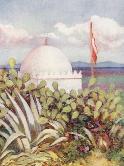 Un marabutto vicino a Tangeri (litografia a colori) da Augustine Fitzgerald