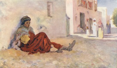 Una strada di Biskra (litografia a colori) da Augustine Fitzgerald