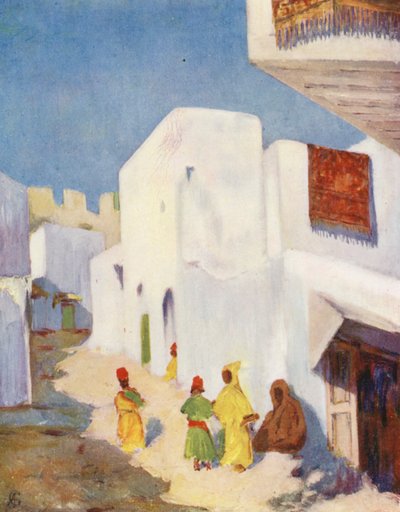 Una strada di Tangeri (litografia a colori) da Augustine Fitzgerald