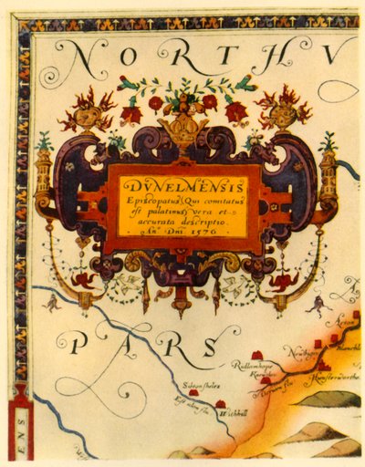 Cartiglio di A. Ryther sulla Mappa di Saxton di Durham, 1576, 1944 da Augustine Ryther