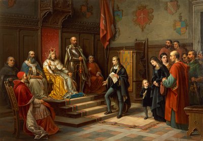 Federico III, pressato a marciare contro i Turchi dal poeta triestino Raffaele Zovenzoni, di Augusto Tominz da Augusto Tominz