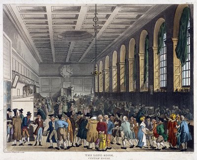 Interno della Dogana, Londra, 1808 da Augustus Charles Pugin, Thomas Rowlandson