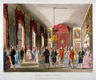 Il salotto nel Palazzo di St James, Westminster, Londra da Augustus Charles Pugin, Thomas Rowlandson
