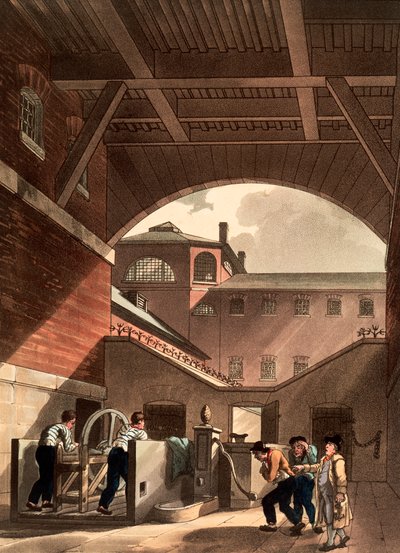Motore ad acqua alla prigione di Cold Bath Fields, Londra da Augustus Charles Pugin, Thomas Rowlandson