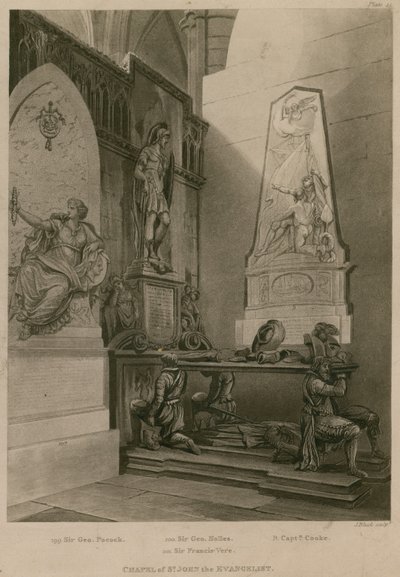 Cappella di San Giovanni Evangelista, Abbazia di Westminster, Londra da Augustus Charles Pugin