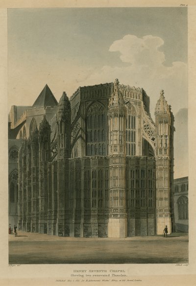 Cappella di Enrico Settimo, Abbazia di Westminster, Londra, con due pinnacoli di ristrutturazione da Augustus Charles Pugin