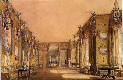 Interno della sala gialla al Brighton Pavilion, c.1820 da Augustus Charles Pugin
