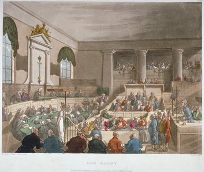 Vista interna della Sessions House, Old Bailey, con un tribunale in sessione, Città di Londra da Augustus Charles Pugin